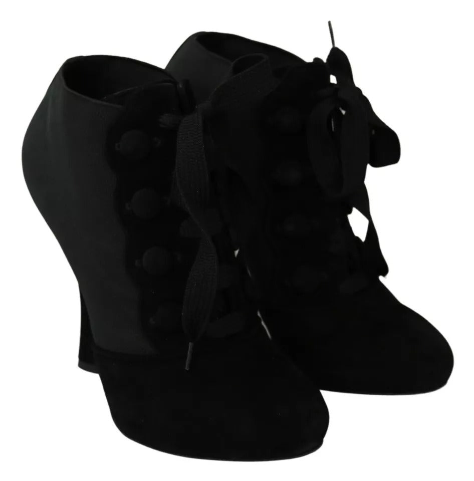 Dolce & Gabbana Black Suede Stretch Ankle Boots Booties Shoes | Regal Royce