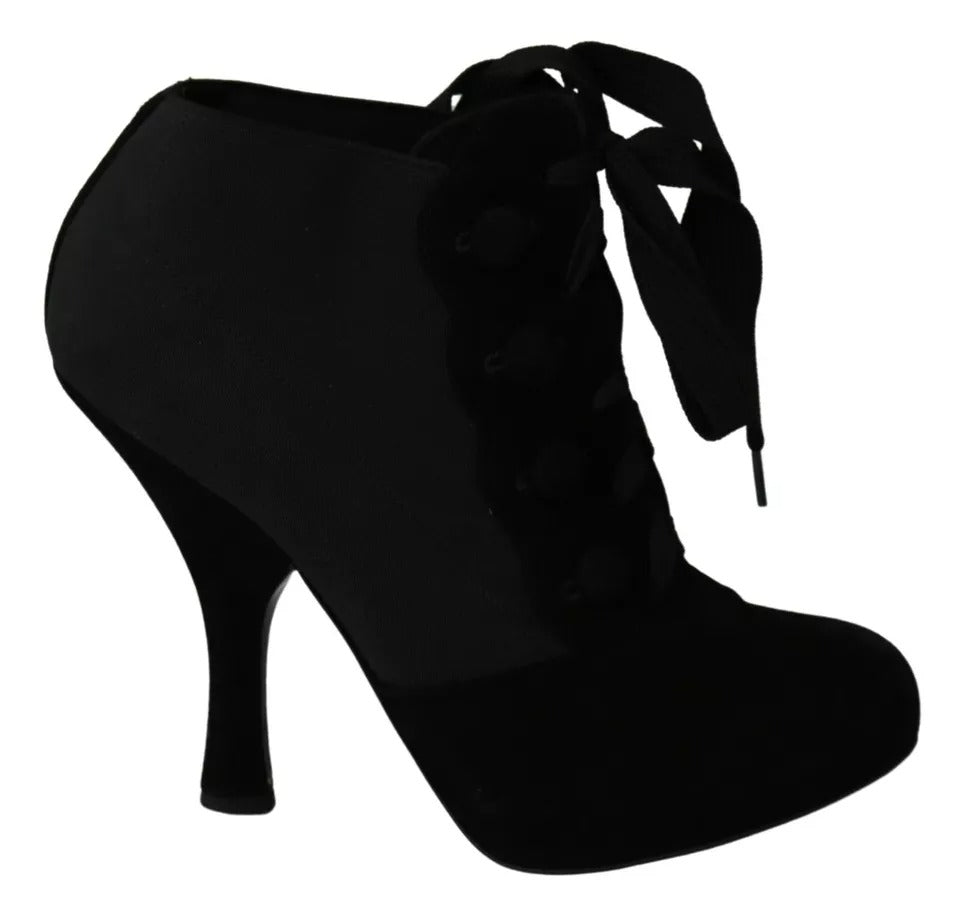 Dolce & Gabbana Black Suede Stretch Ankle Boots Booties Shoes | Regal Royce