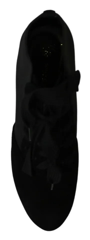 Dolce & Gabbana Black Suede Stretch Ankle Boots Booties Shoes | Regal Royce
