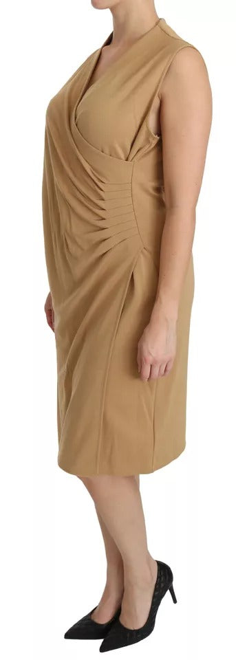 Ralph Lauren Brown V-neck Shift Knee Length Viscose Dress | Regal Royce