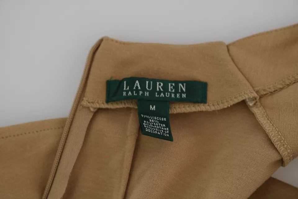 Ralph Lauren Brown V-neck Shift Knee Length Viscose Dress | Regal Royce