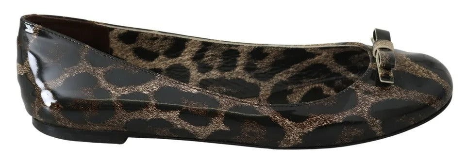Dolce & Gabbana Brown Leopard Ballerina Flats Leather Shoes | Regal Royce