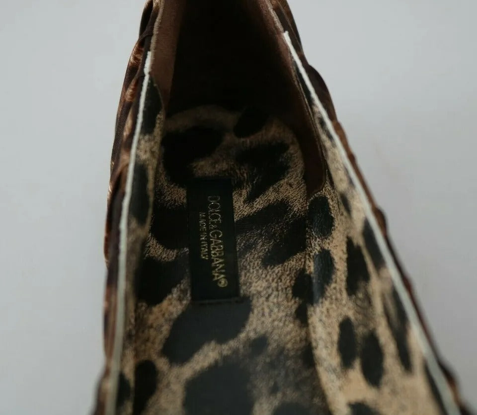 Dolce & Gabbana Brown Leopard Silk Ballerina Flats Shoes | Regal Royce