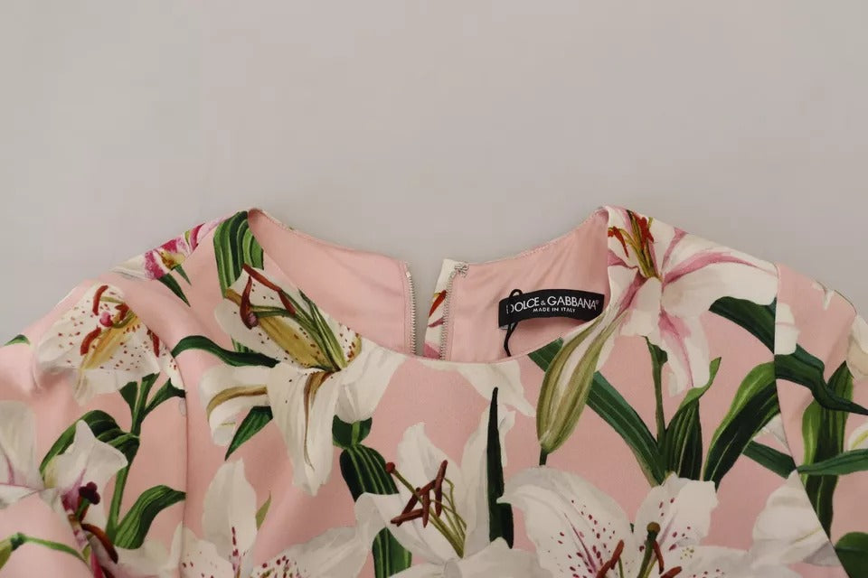 Dolce & Gabbana Pink Lily Viscose Sheath Knee Length Dress | Regal Royce