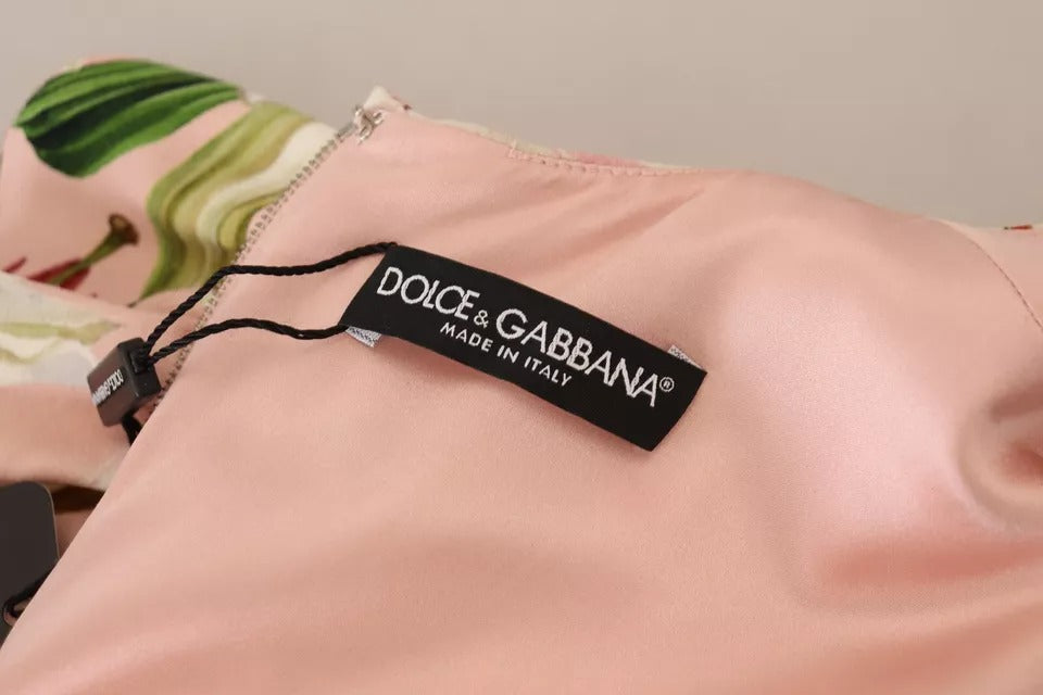Dolce & Gabbana Pink Lily Viscose Sheath Knee Length Dress | Regal Royce