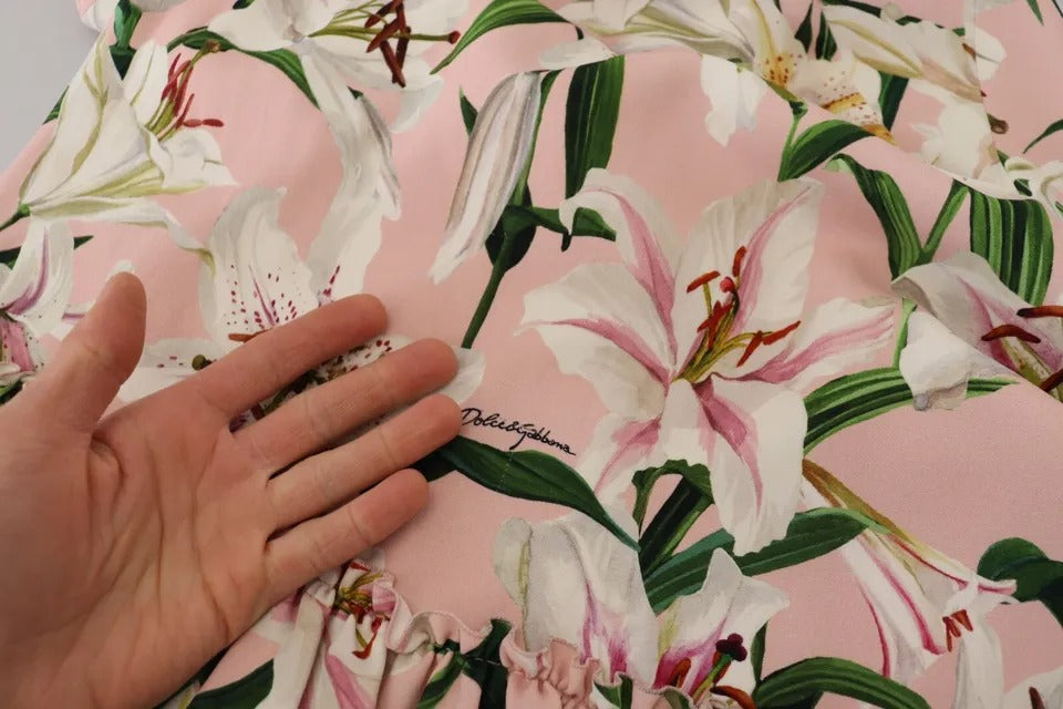 Dolce & Gabbana Pink Lily Viscose Sheath Knee Length Dress | Regal Royce