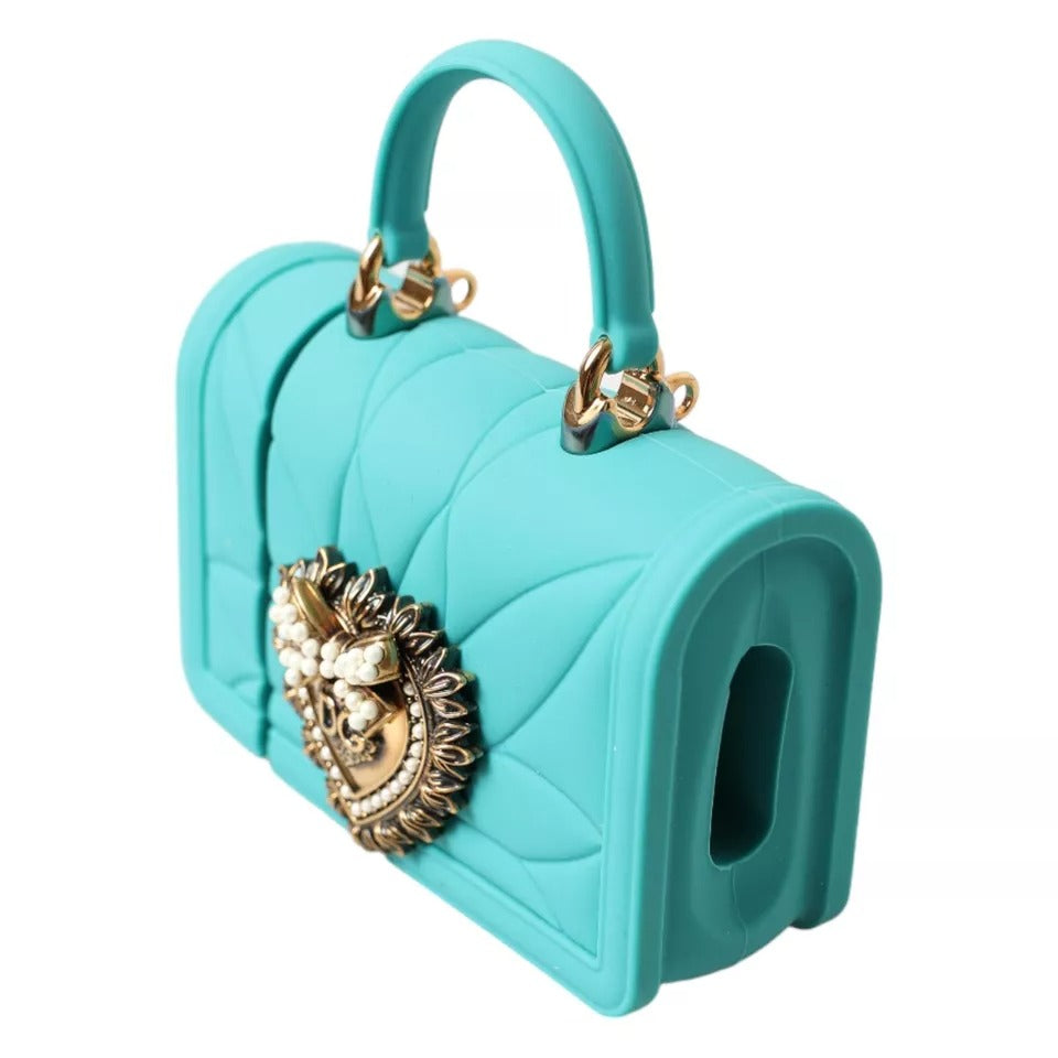 Dolce & Gabbana Turquoise Silicone Devotion Heart Bag Cover Hand Airpods Case | Regal Royce