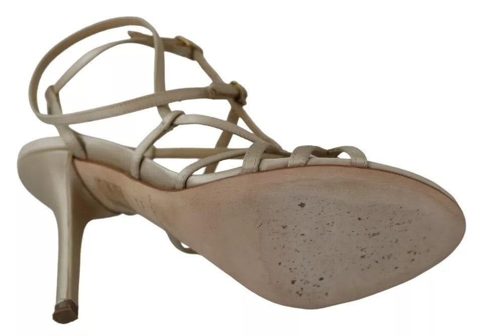 Dolce & Gabbana Gold Silk Ankle Strap Heels Sandals Shoes | Regal Royce