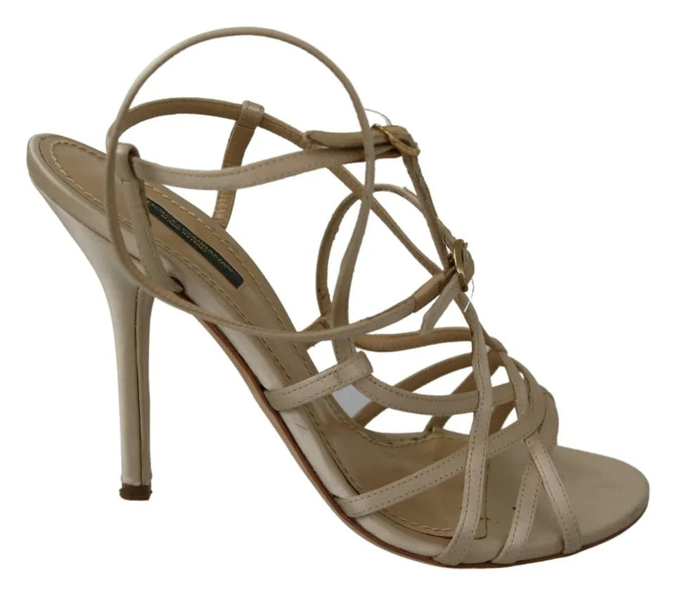 Dolce & Gabbana Gold Silk Ankle Strap Heels Sandals Shoes | Regal Royce