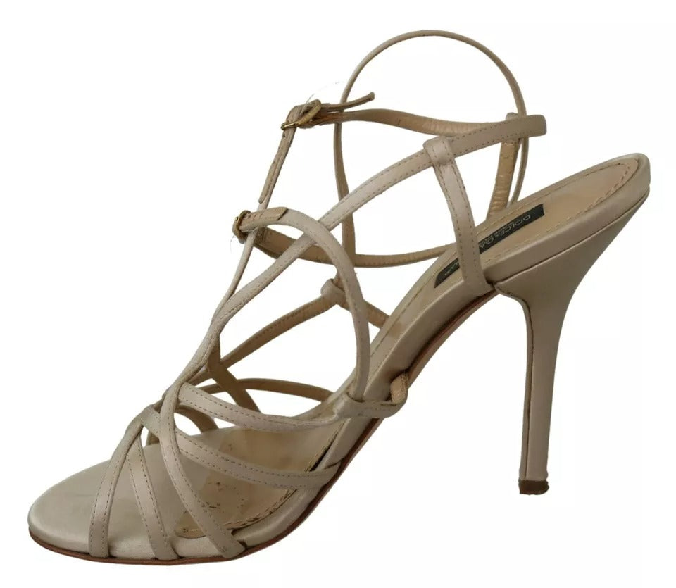 Dolce & Gabbana Gold Silk Ankle Strap Heels Sandals Shoes | Regal Royce