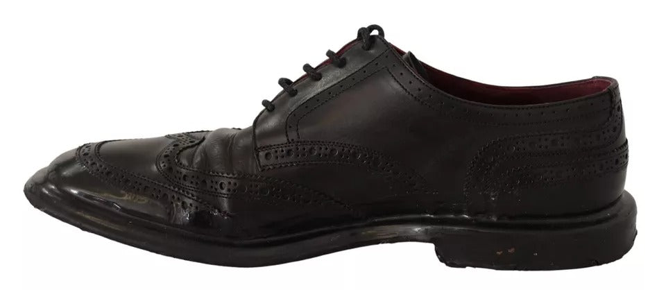 Dolce & Gabbana Black Leather Brogue Oxford Dress Shoes | Regal Royce