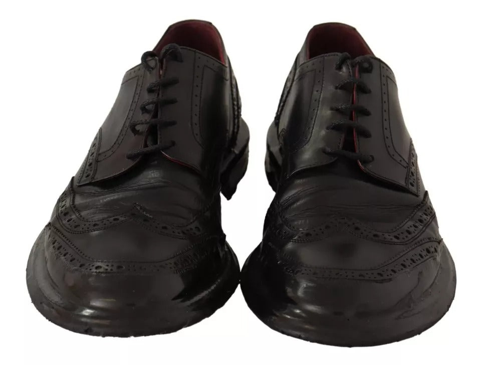 Dolce & Gabbana Black Leather Brogue Oxford Dress Shoes | Regal Royce