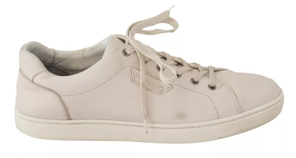 Dolce & Gabbana White Casual Leather Logo Men Sneakers Shoes | Regal Royce