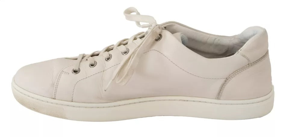 Dolce & Gabbana White Casual Leather Logo Men Sneakers Shoes | Regal Royce
