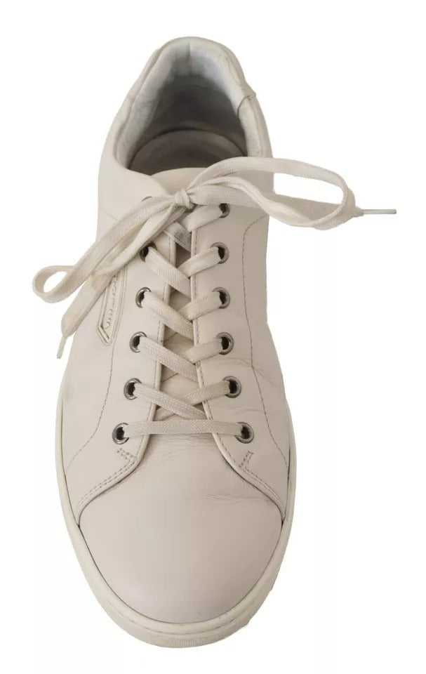 Dolce & Gabbana White Casual Leather Logo Men Sneakers Shoes | Regal Royce