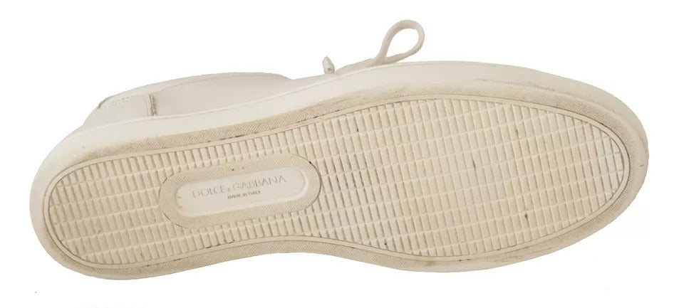 Dolce & Gabbana White Casual Leather Logo Men Sneakers Shoes | Regal Royce
