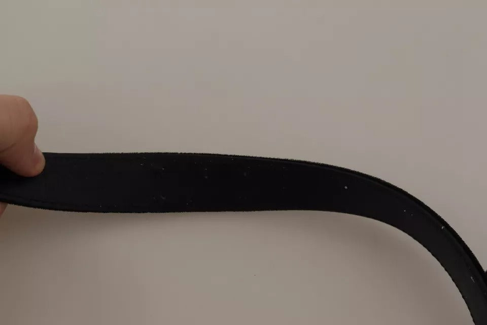Dolce & Gabbana Black Velvet Silver Tone Metal Buckle Belt | Regal Royce