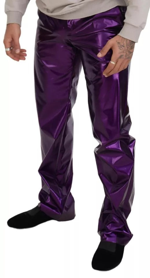 Dolce & Gabbana Purple Shining Men Casual Pants | Regal Royce