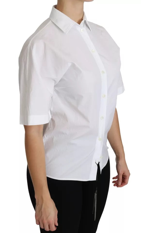 Dolce & Gabbana White Collared Short Sleeve Polo Shirt Top | Regal Royce
