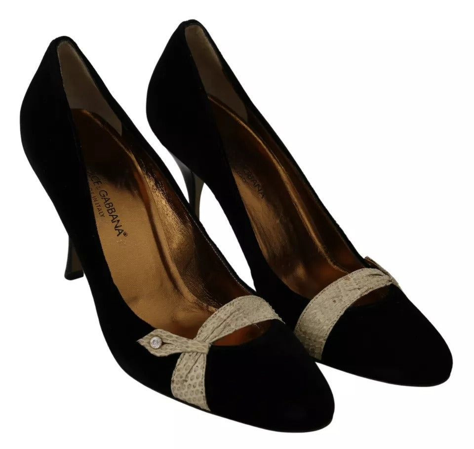 Dolce & Gabbana Black Velvet Ayers High Heels Pumps Shoes | Regal Royce