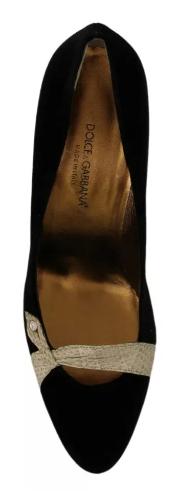 Dolce & Gabbana Black Velvet Ayers High Heels Pumps Shoes | Regal Royce