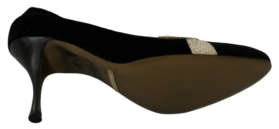 Dolce & Gabbana Black Velvet Ayers High Heels Pumps Shoes | Regal Royce