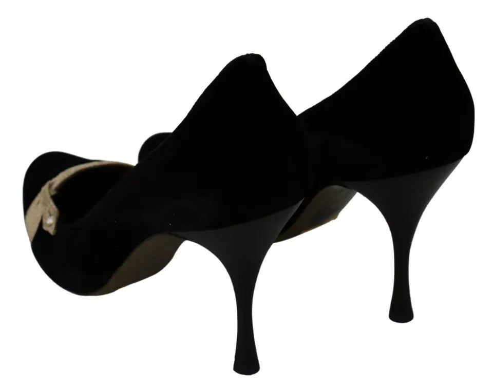 Dolce & Gabbana Black Velvet Ayers High Heels Pumps Shoes | Regal Royce