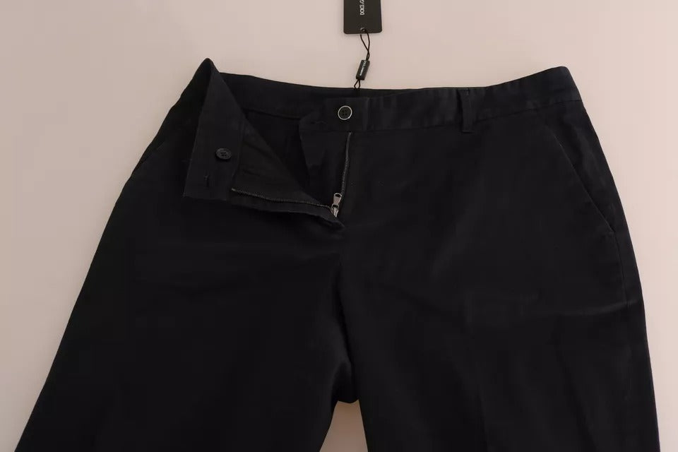 Dolce & Gabbana Black Cotton Cropped Capri Pants | Regal Royce