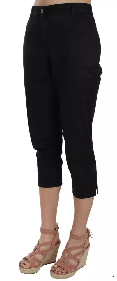 Dolce & Gabbana Black Cotton Cropped Capri Pants | Regal Royce