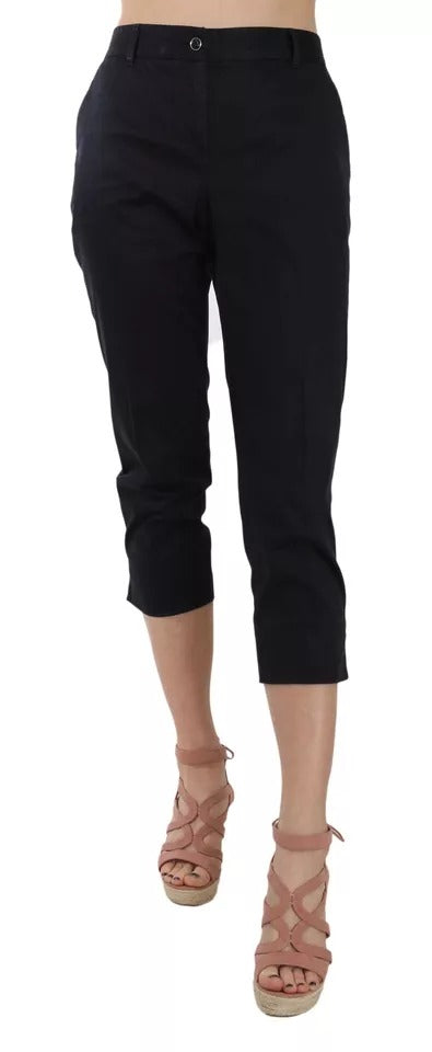 Dolce & Gabbana Black Cotton Cropped Capri Pants | Regal Royce