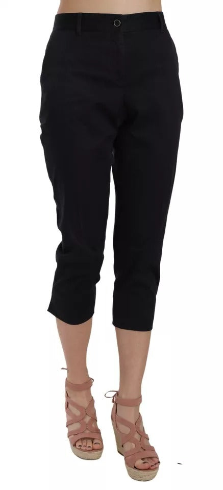 Dolce & Gabbana Black Cotton Cropped Capri Pants | Regal Royce