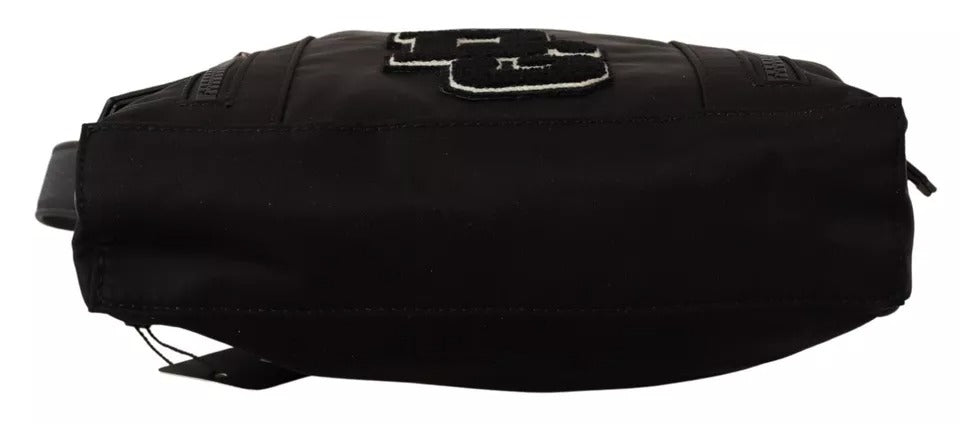 Dolce & Gabbana Black Nylon Leather DG Logo Patch Messenger Cross Body Bag | Regal Royce