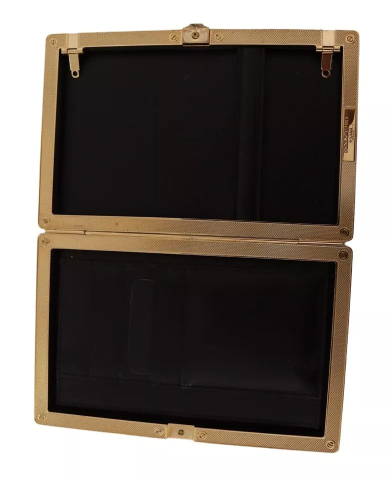 Dolce & Gabbana Black Silk Gold Frame Clutch Evening Party Purse Bag | Regal Royce