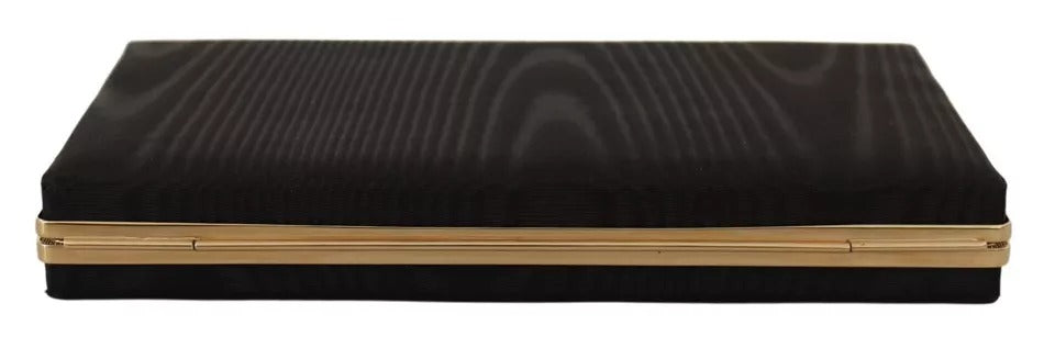 Dolce & Gabbana Black Silk Gold Frame Clutch Evening Party Purse Bag | Regal Royce