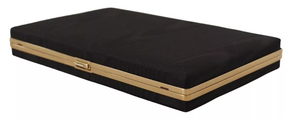Dolce & Gabbana Black Silk Gold Frame Clutch Evening Party Purse Bag | Regal Royce