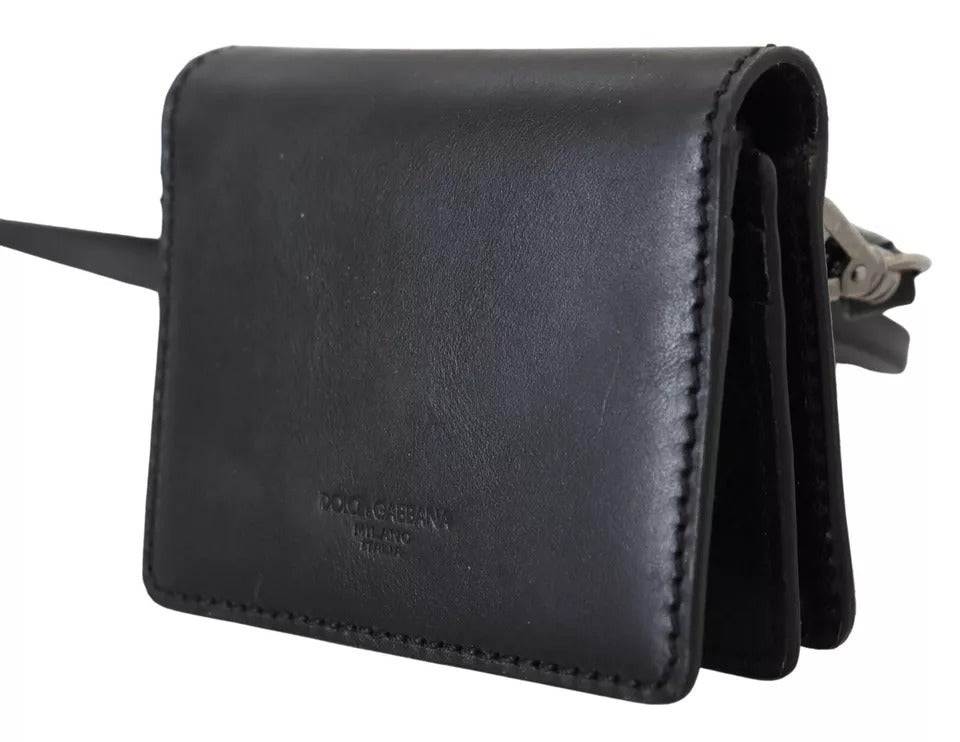 Dolce & Gabbana Black Leather Bifold Shoulder Sling Women Wallet | Regal Royce