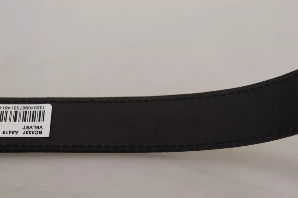 Dolce & Gabbana Beige Velvet Leather Gold Tone Metal Buckle Belt | Regal Royce