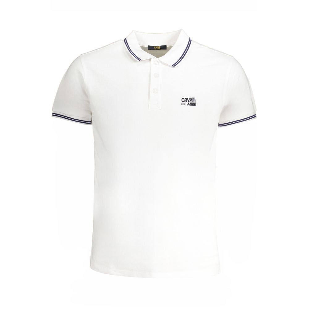 Cavalli Class White Cotton Polo Shirt | Regal Royce