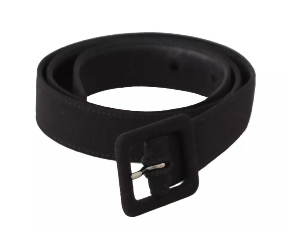 Dolce & Gabbana Black Velvet Leather Logo Waist Buckle Belt | Regal Royce