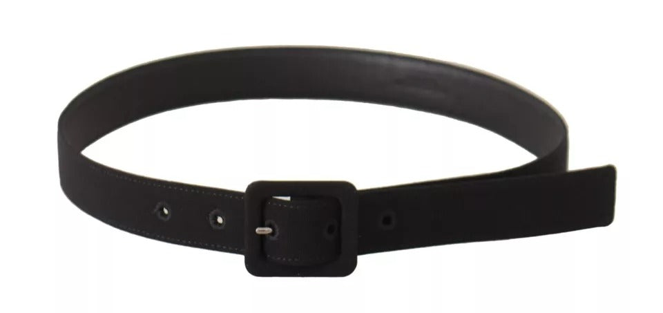 Dolce & Gabbana Black Velvet Leather Logo Waist Buckle Belt | Regal Royce