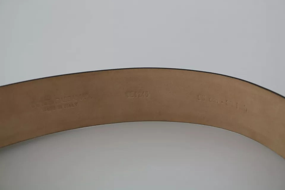 Dolce & Gabbana Black Shiny Leather Crystal Logo Buckle Belt | Regal Royce