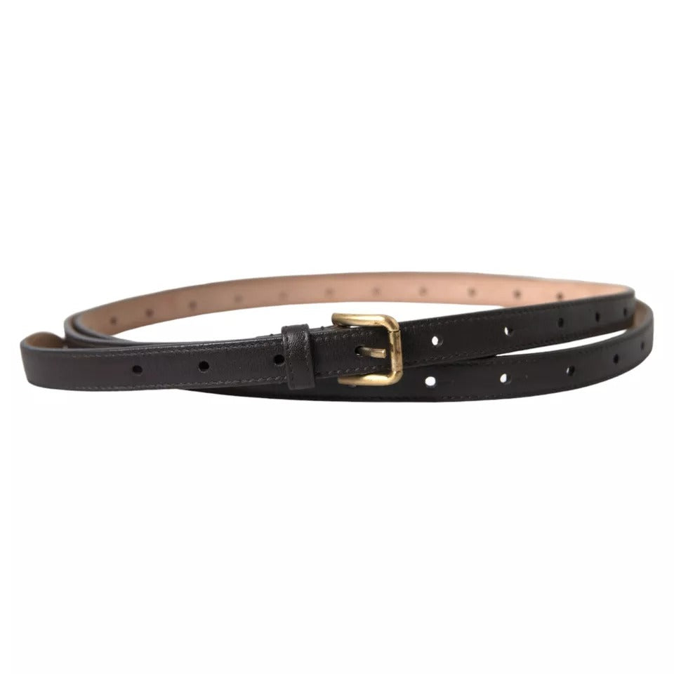 Dolce & Gabbana Dark Brown Leather Gold Metal Buckle Women Belt | Regal Royce