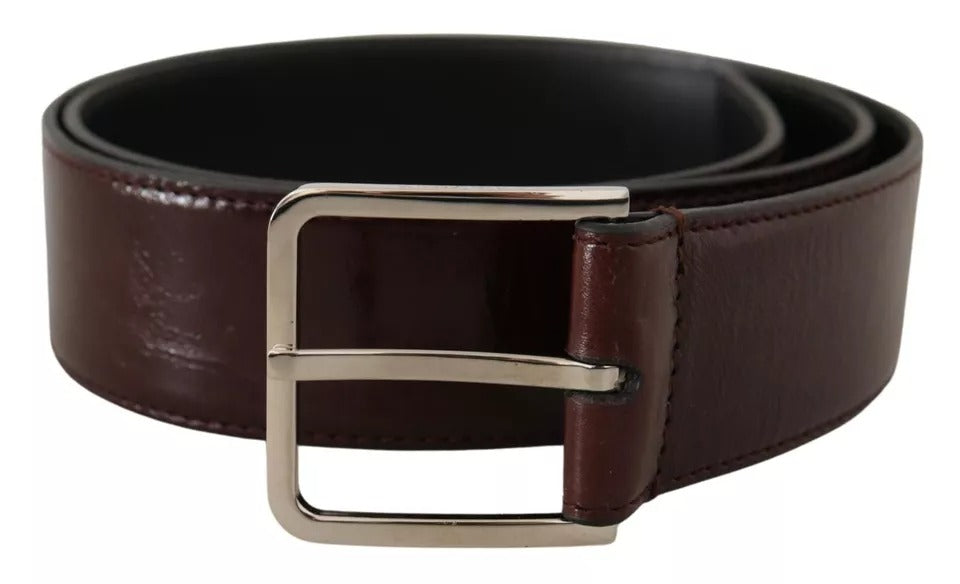 Dolce & Gabbana Dark Brown Leather Logo Engraved Metal Buckle Belt | Regal Royce
