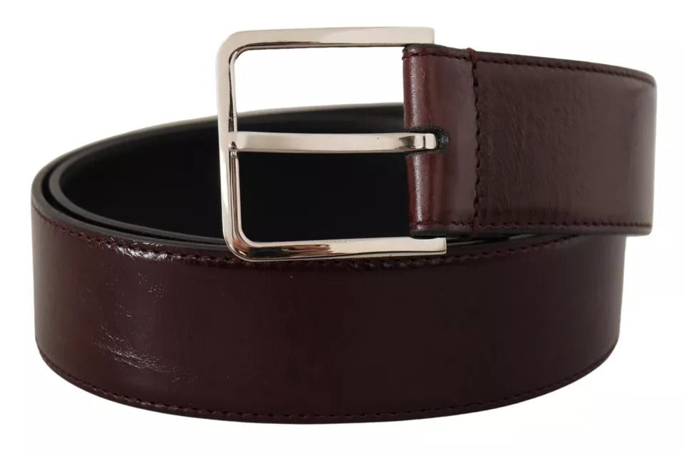 Dolce & Gabbana Dark Brown Leather Logo Engraved Metal Buckle Belt | Regal Royce