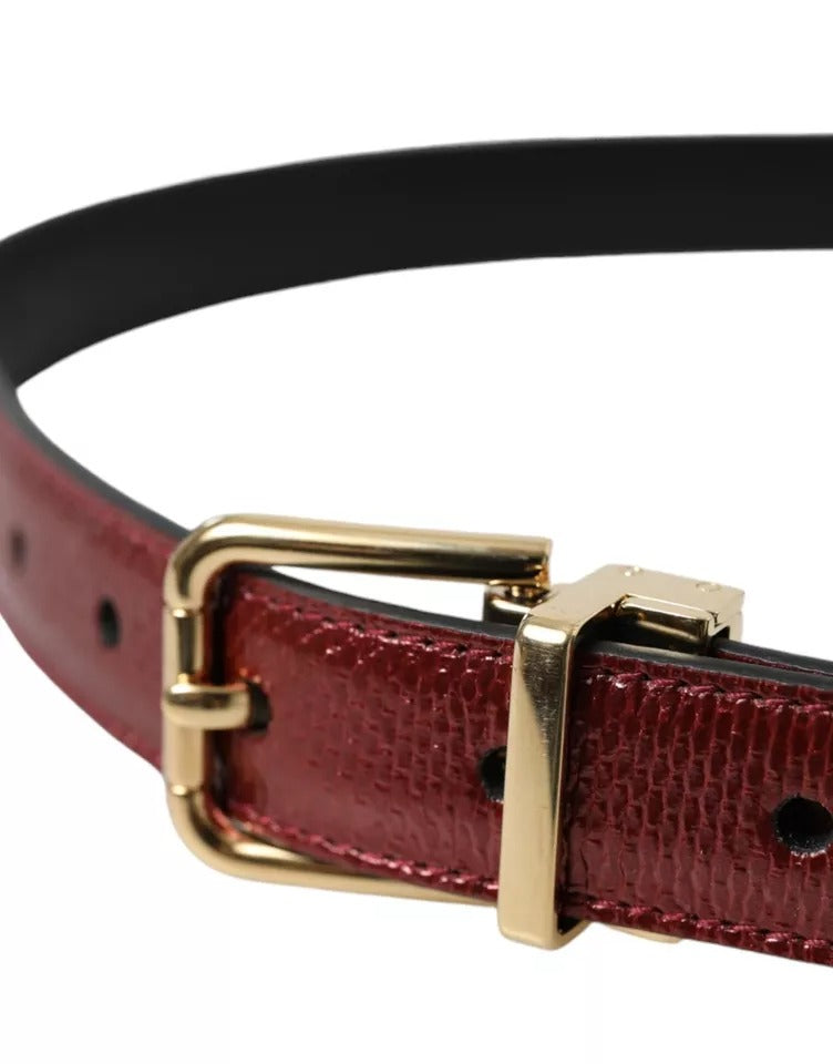 Dolce & Gabbana Maroon Leather Gold Metal Buckle Men Belt | Regal Royce