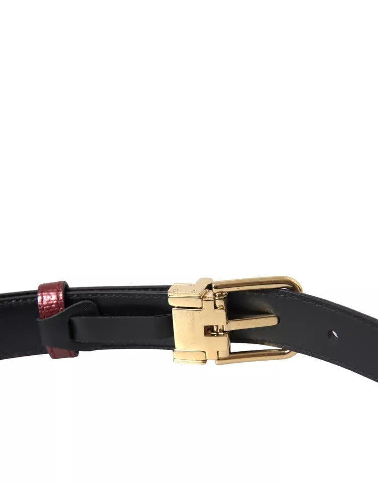 Dolce & Gabbana Maroon Leather Gold Metal Buckle Men Belt | Regal Royce