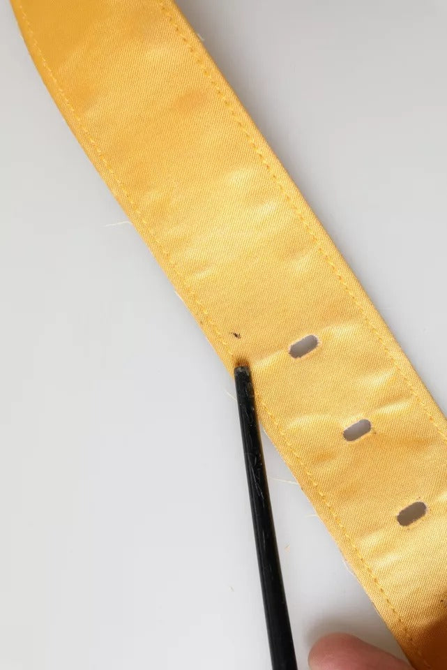 Dolce & Gabbana Gold Satin Leather Oval Metal Buckle Belt | Regal Royce