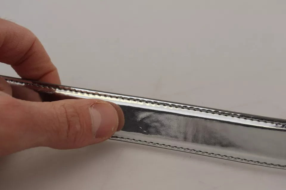 Dolce & Gabbana Silver Leather Metal Buckle Belt | Regal Royce