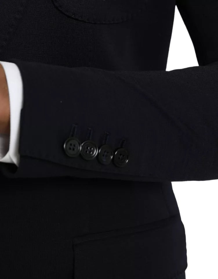 Dolce & Gabbana Blue Wool Notch Single Breasted Coat Blazer | Regal Royce