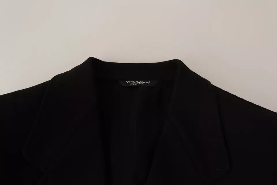 Dolce & Gabbana Black Wool Slim Fit Coat Jacket Blazer | Regal Royce